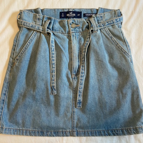 Paperbag Tie Waist Denim Mini Skirt - Picture 5 of 8